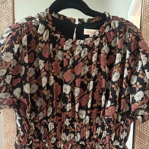 Roolee Black and Red Floral Midi Dress